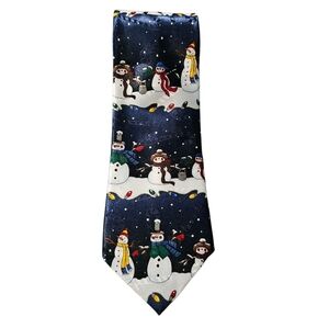 Snowman Christmas Tie | Navy & White | 58”